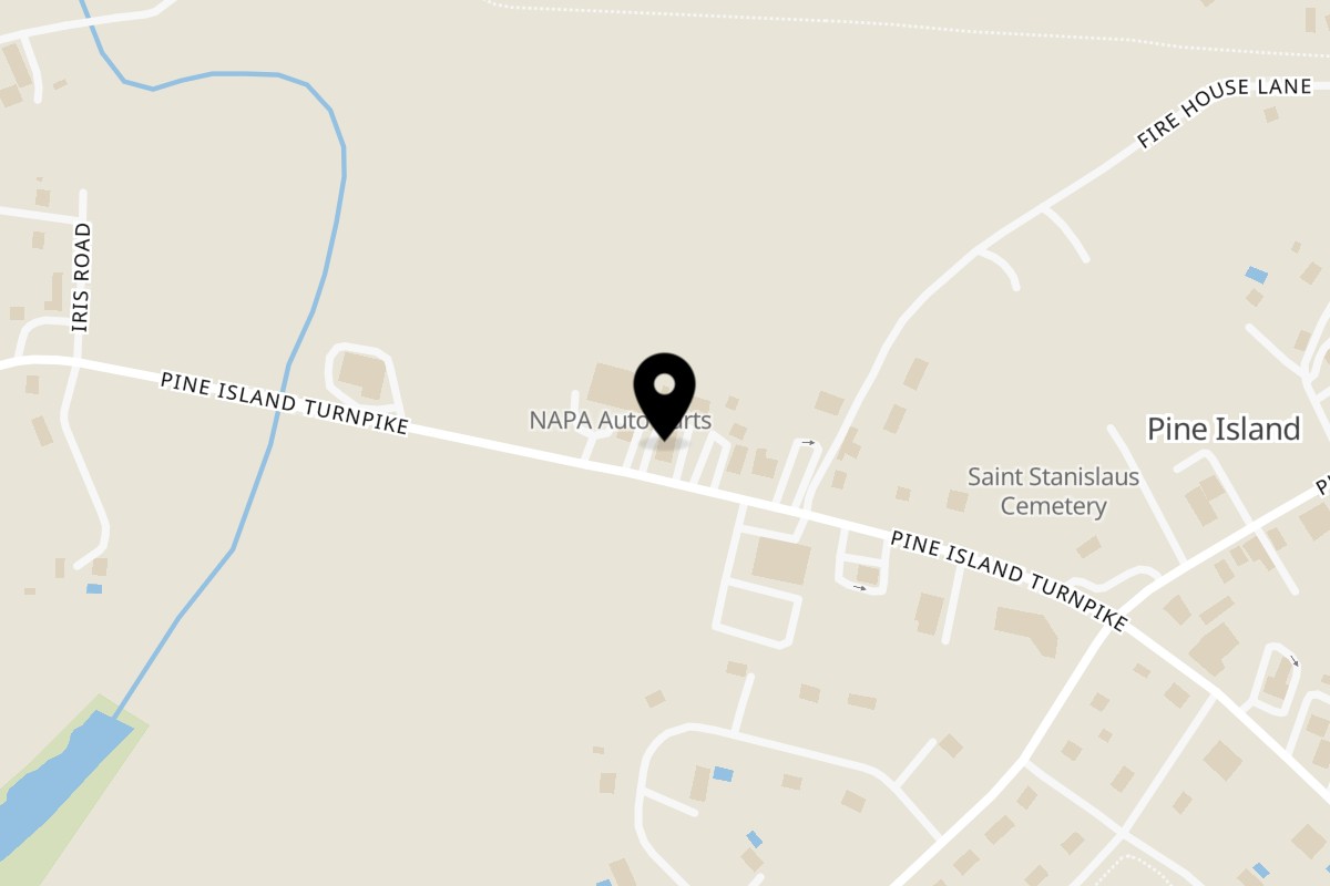 Map showing the location of Franico's Ristorante Pizzeria on 696 County Rte 1 in Pine Island